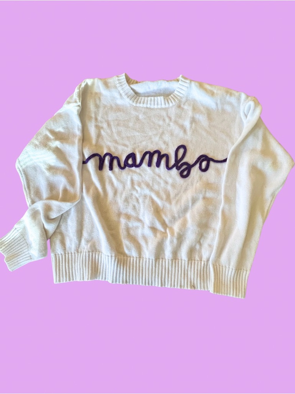 White 'mambo' Embroidered Crewneck Sweater
